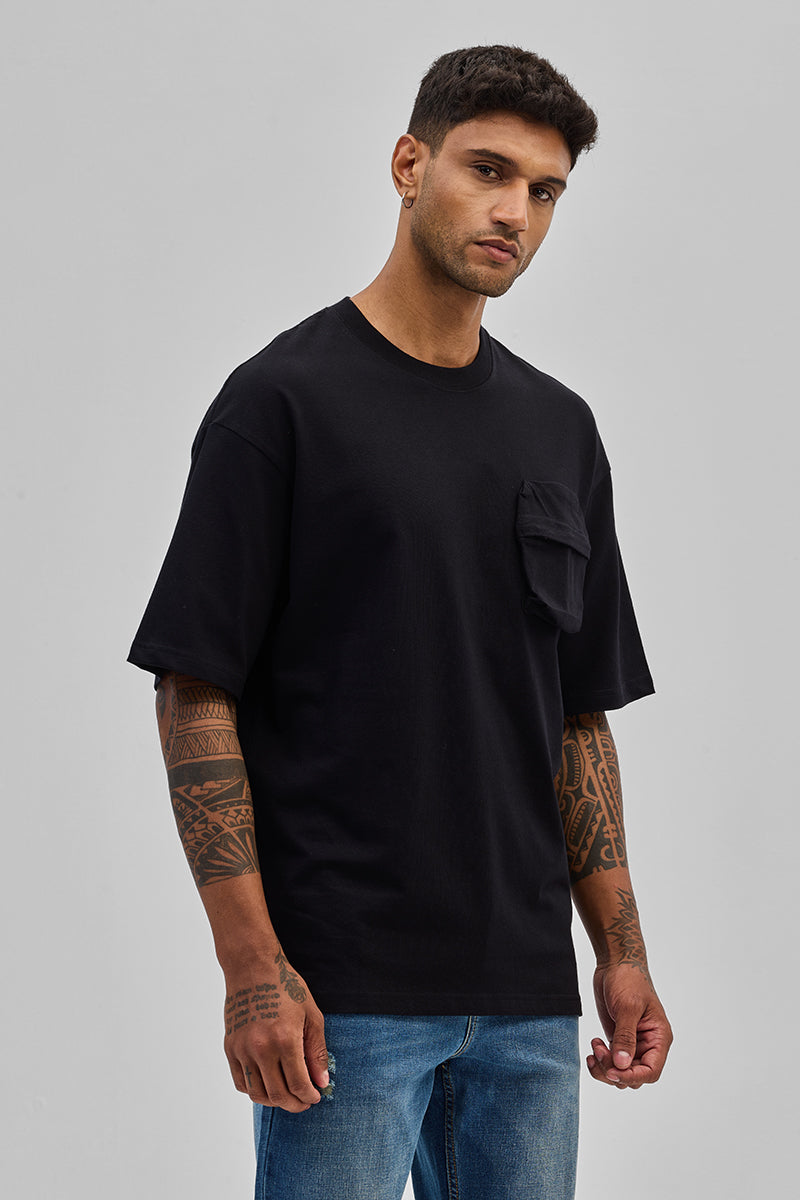 Black Utility Pocket Oversized T-Shirt