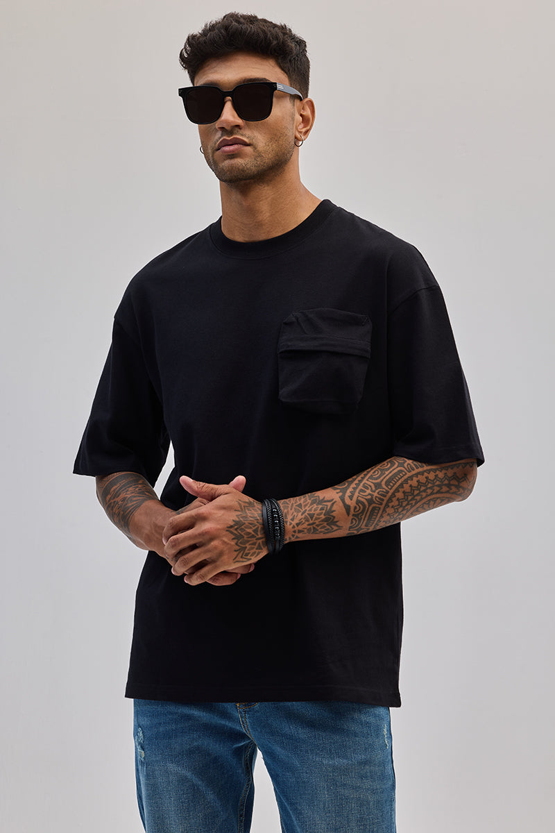 Black Utility Pocket Oversized T-Shirt