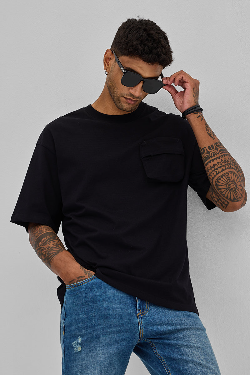 Black Utility Pocket Oversized T-Shirt