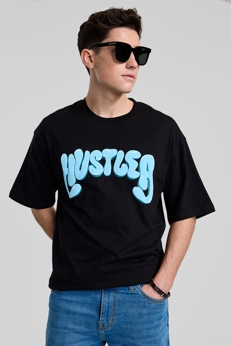 Hustler Black Oversized Fit T-Shirt