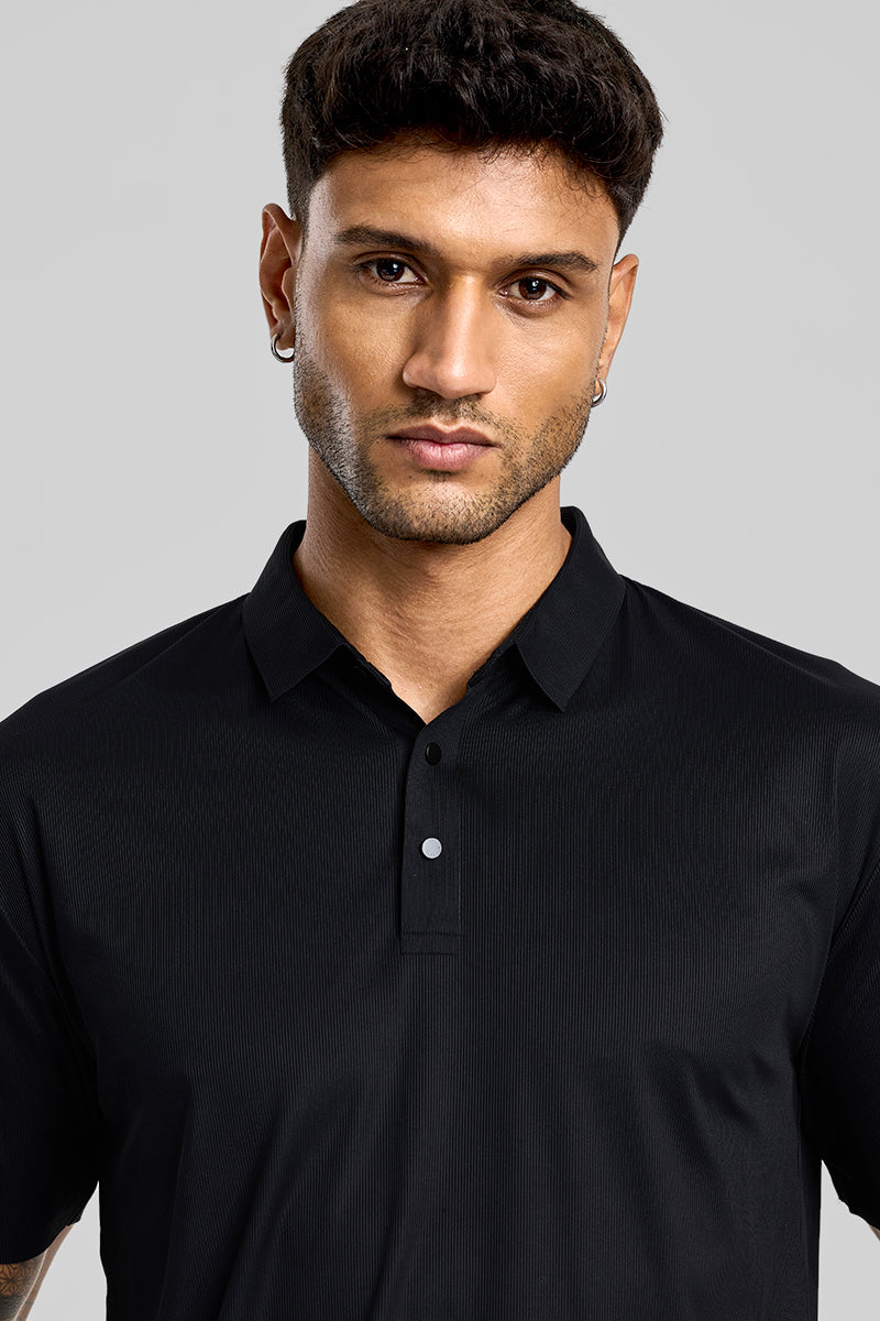 Black Stitchless Polo T-Shirt