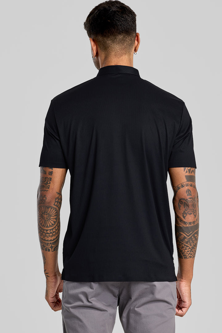 Black Stitchless Polo T-Shirt