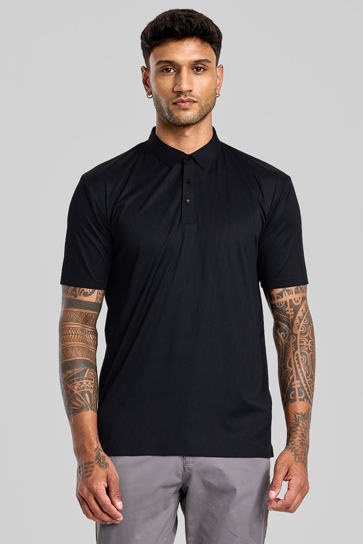 Black Stitchless Polo T-Shirt