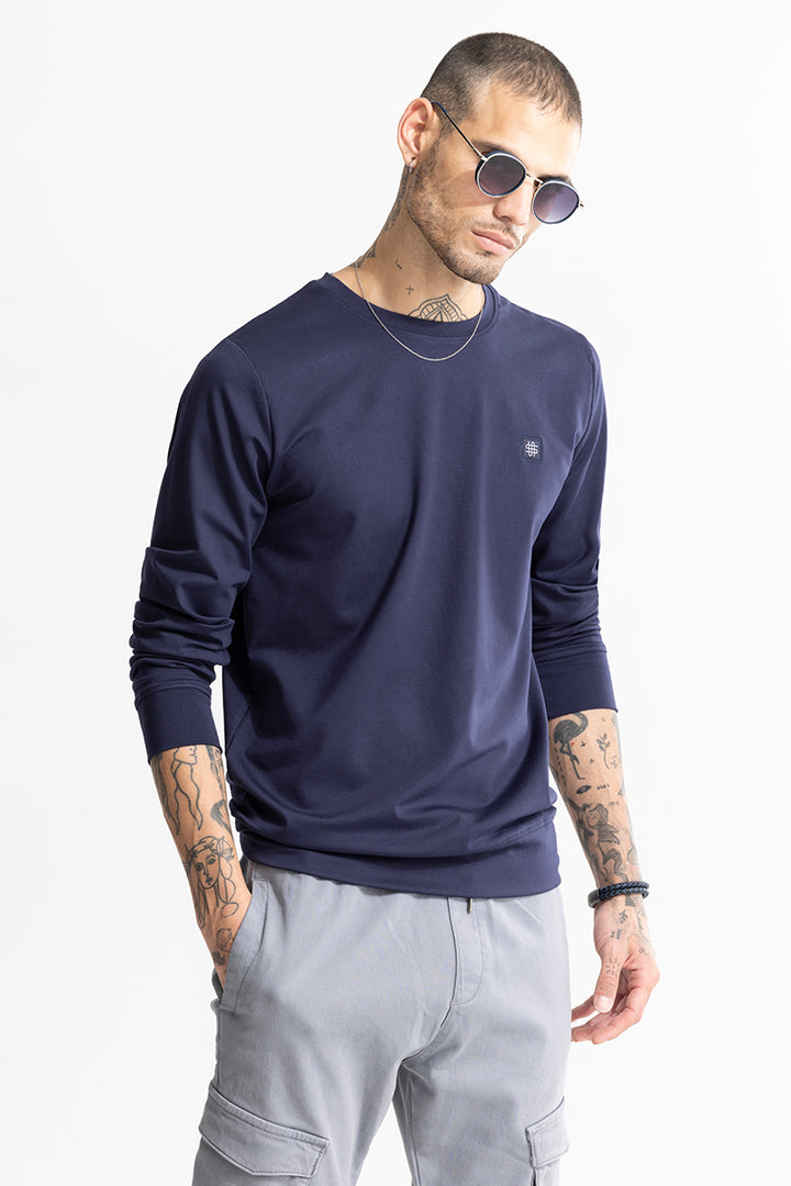 Embroided Logo Navy Sweatshirt