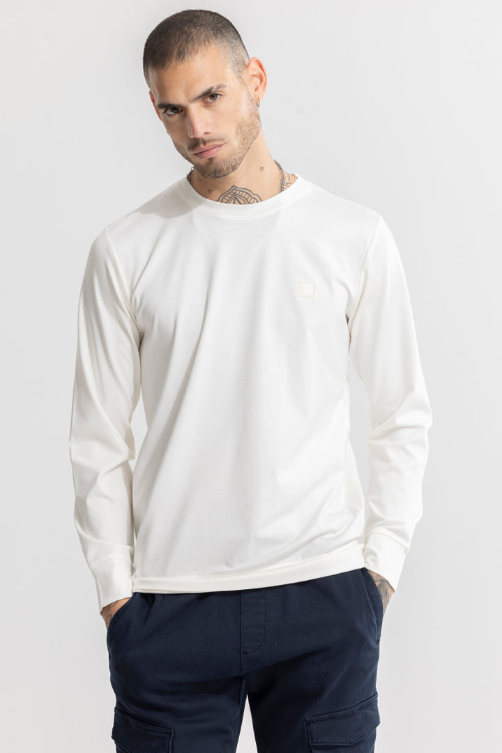 Embroided Logo White Sweatshirt