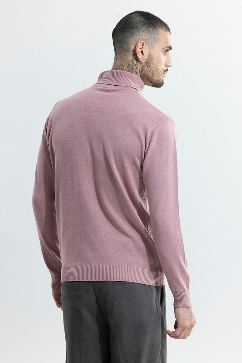 Rhomboid Pink Turtle Neck Sweater