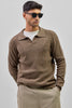 Brown Knitted Polo Sweater