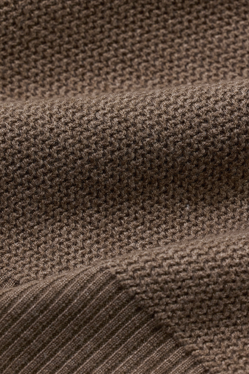 Brown Knitted Polo Sweater