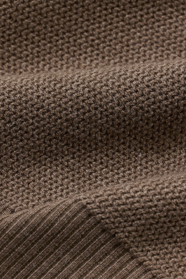 Brown Knitted Polo Sweater