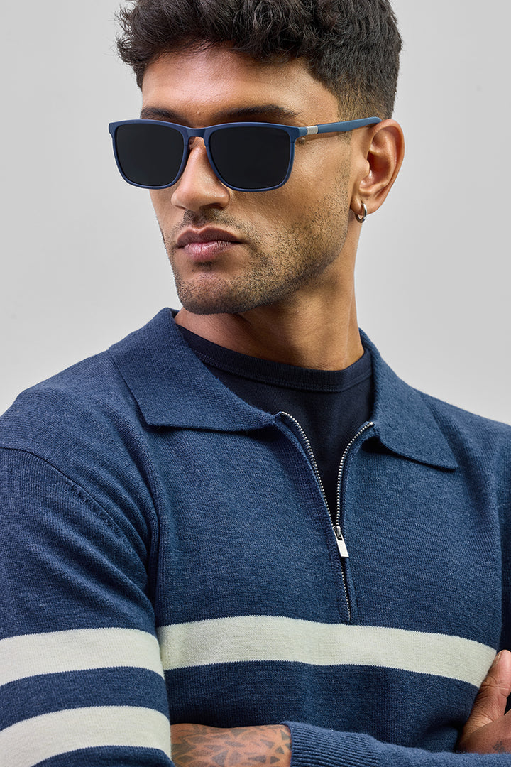 Navy Stripes Polo Sweater