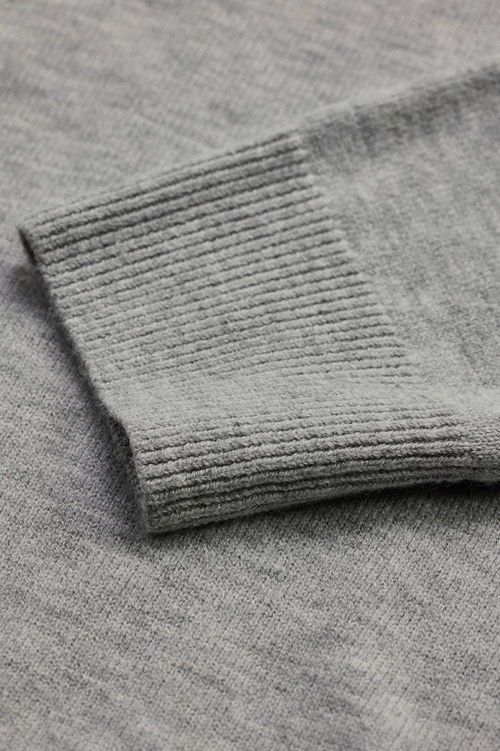 Grey Stripes Polo Sweater