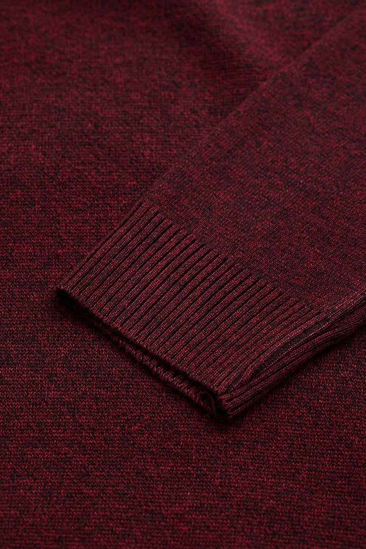 Maroon Knitted Polo Sweater