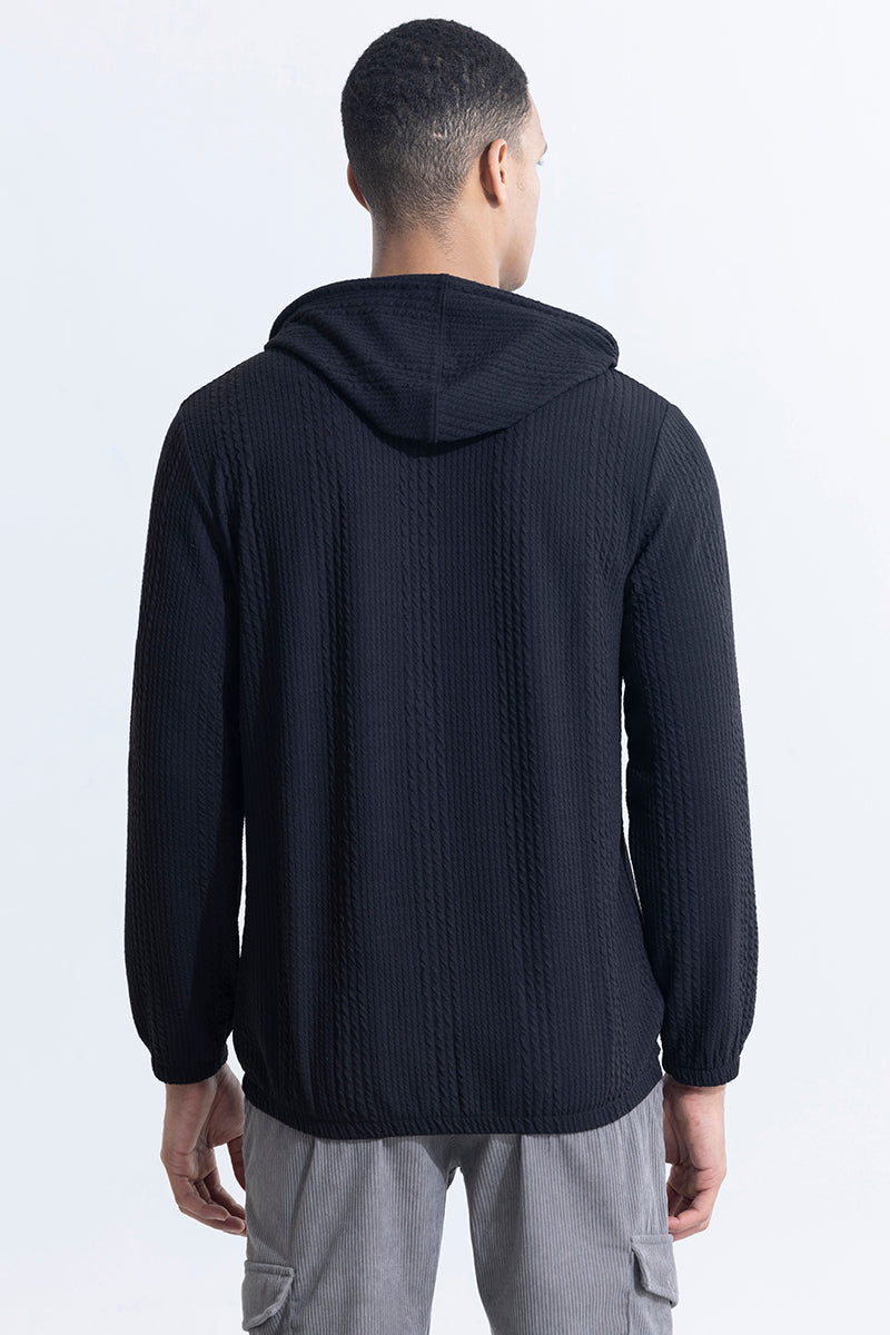 Liney Black Hoodie