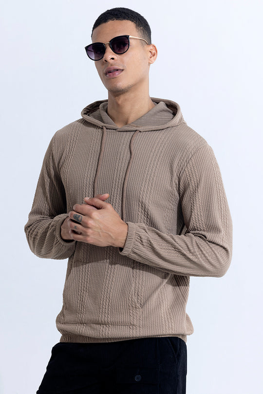 Buy Men's Liney Khaki Hoodie Online | SNITCH