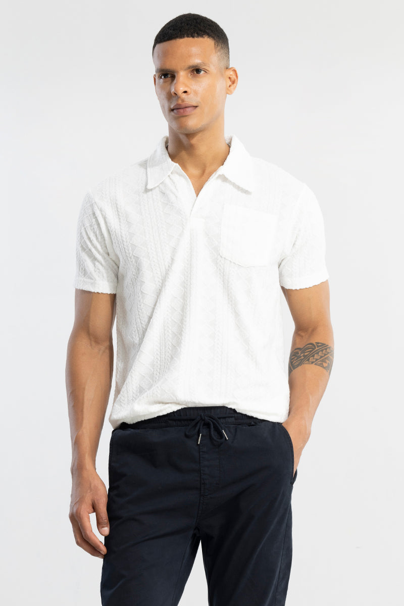 Square Diamond White Polo T-Shirt