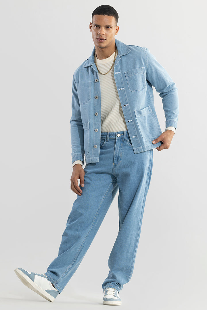 Buy Men's Streetsway Ice Blue Baggy Fit Jeans Online | SNITCH