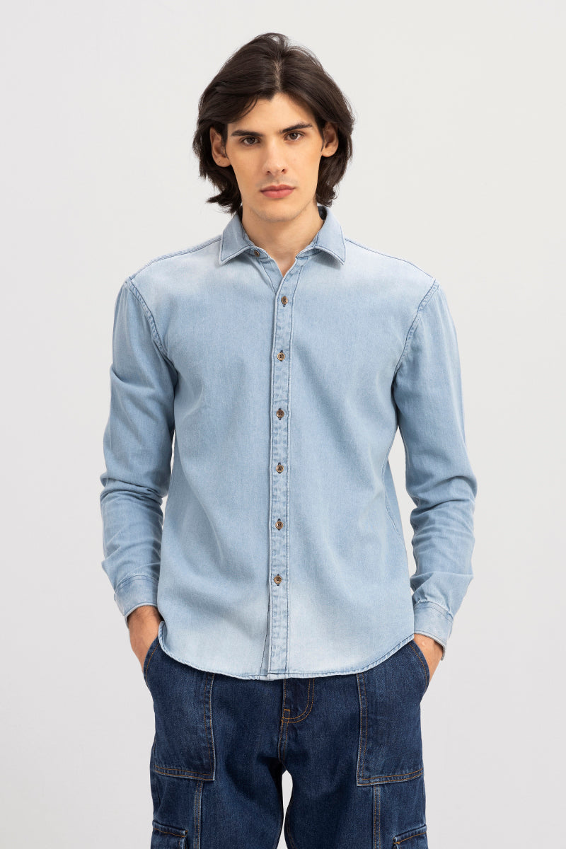 Buy Van Heusen Blue Cotton Slim Fit Texture Denim Shirt for Mens Online @  Tata CLiQ
