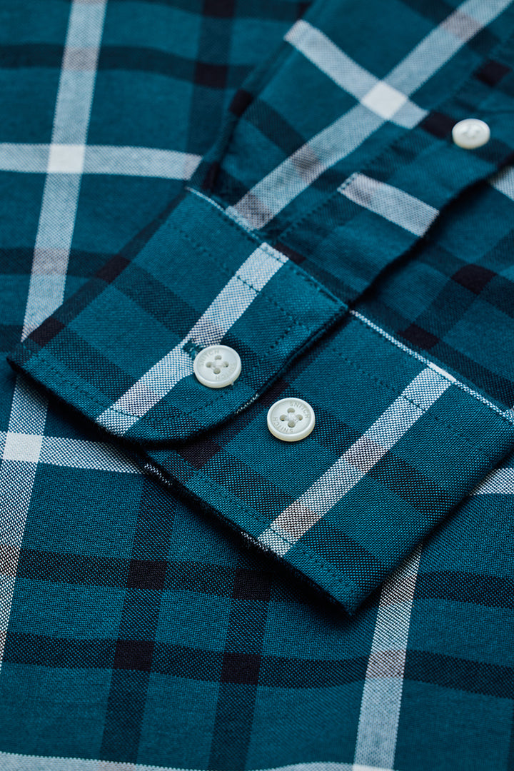 Teal Slim Fit Checks Shirt