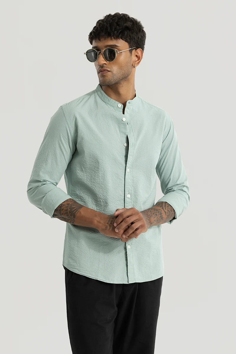 Elevate Green Plain Shirt