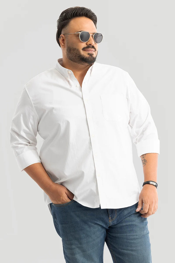 Marco Oxford White Plain Plus Size Shirt