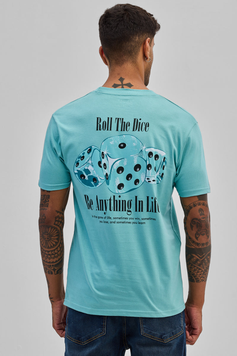 Roll The Dice Turquoise Slim Fit T-Shirt