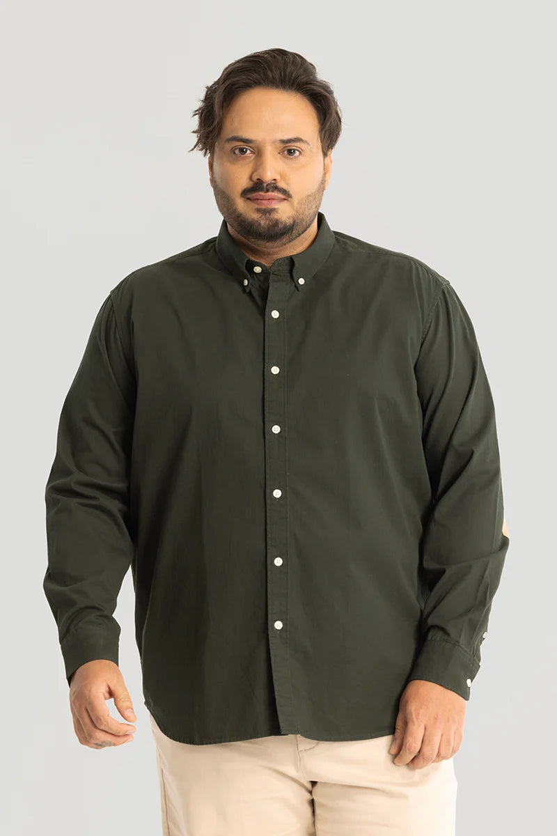 Silvano Patch Olive Plus Size Shirt