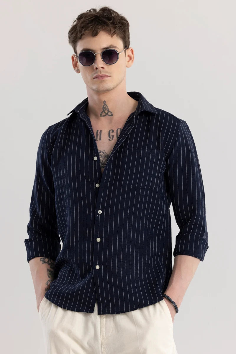 Linen Line Navy Stripe Shirt