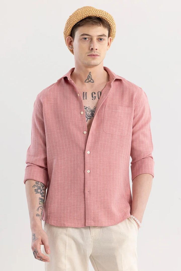 Linen Line Peach Stripe Shirt