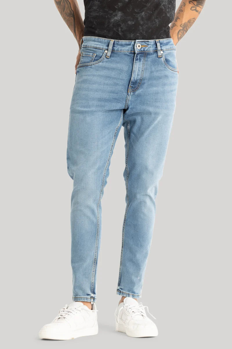 Light Blue Plain Skinny Fit Jeans