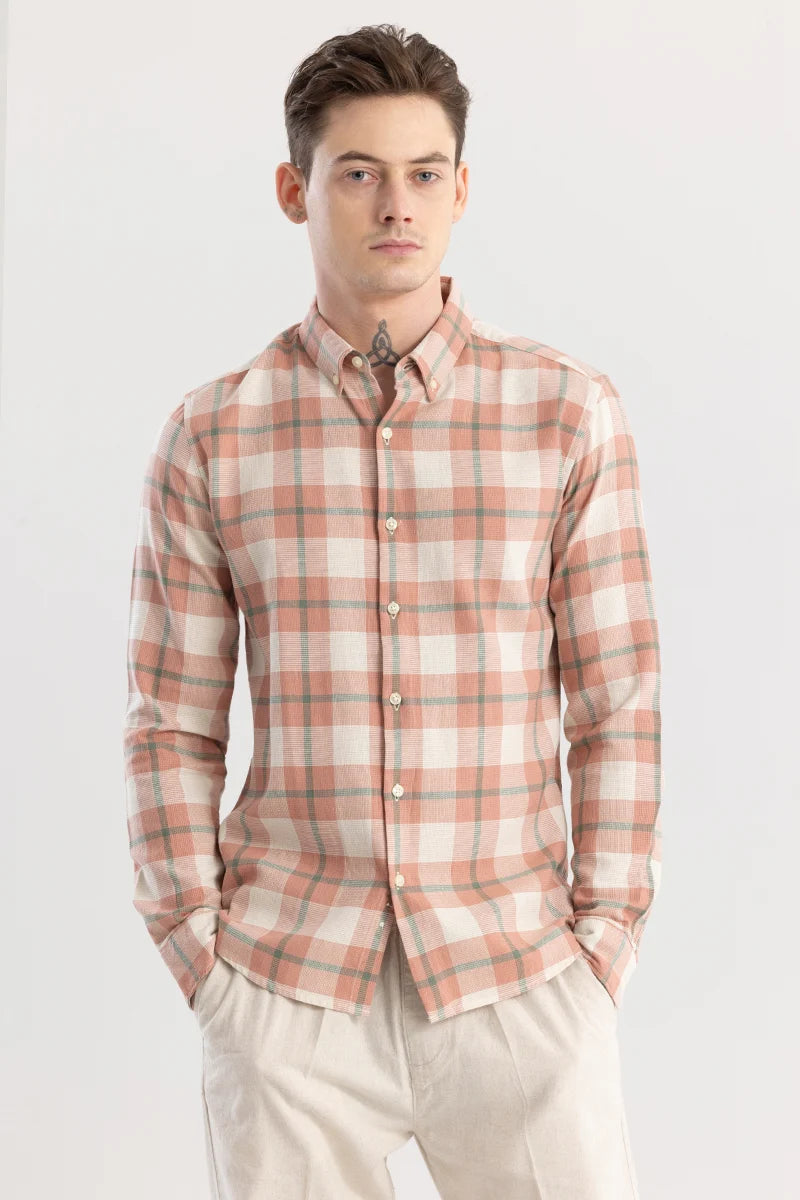 Dreamweaver Peach Checks Shirt