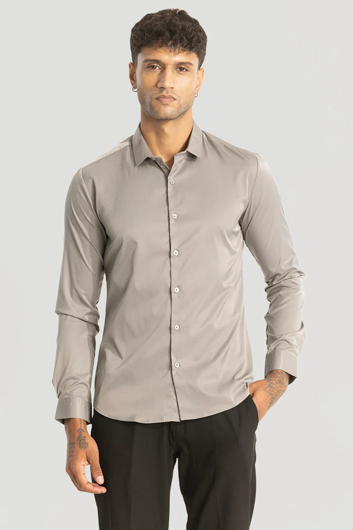 Grey Slim Fit Stretch Shirt