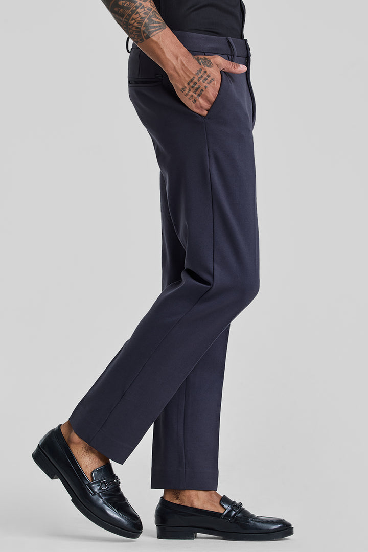 Greyish Blue Slim Fit Trousers