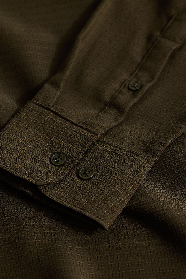 Olive Textured Slim Fit Shirt