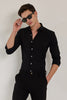 Black Geometric Slim Fit Shirt