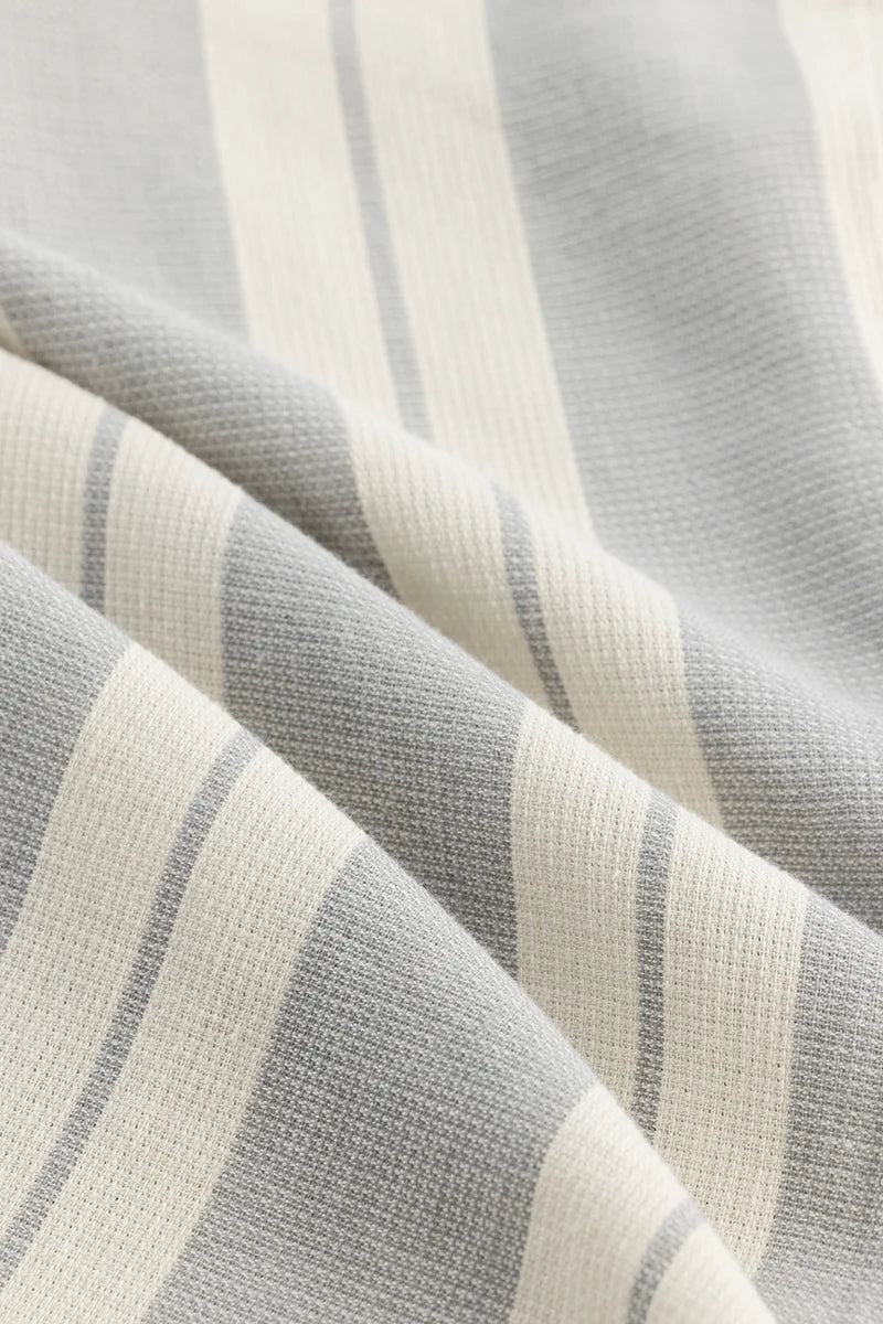 Grey Stripes Linen Blend Shirt