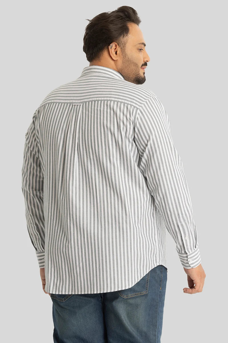 Fortunato Light Grey Stripes Plus Size Shirt