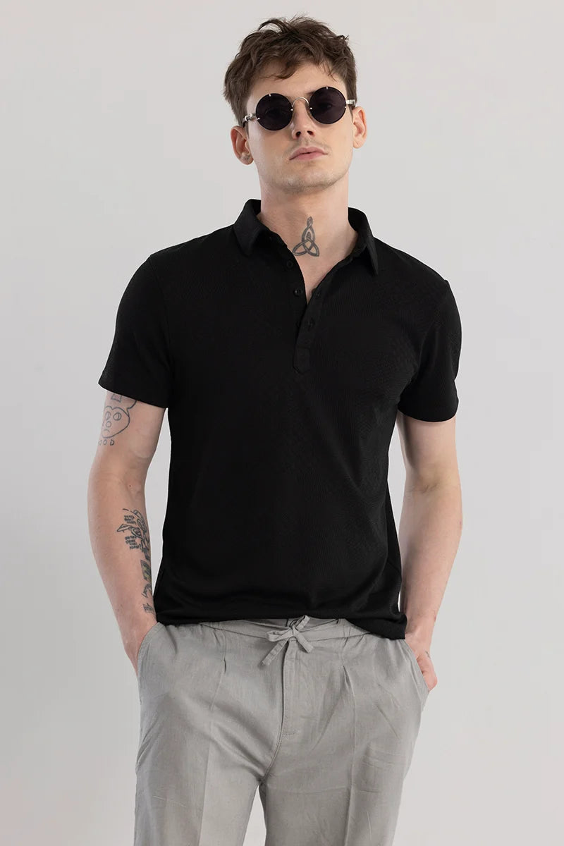 Meteor Black Polo T-Shirt