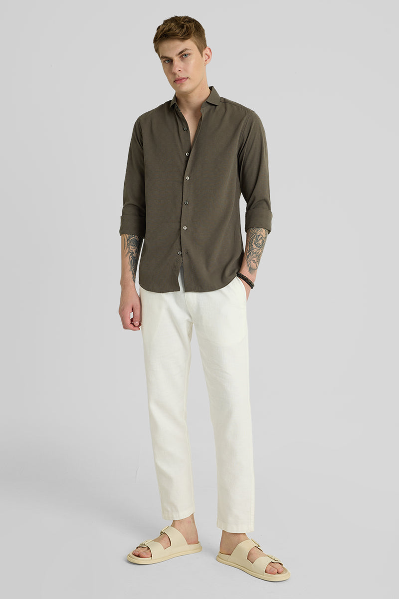 Olive French Collar Shirt