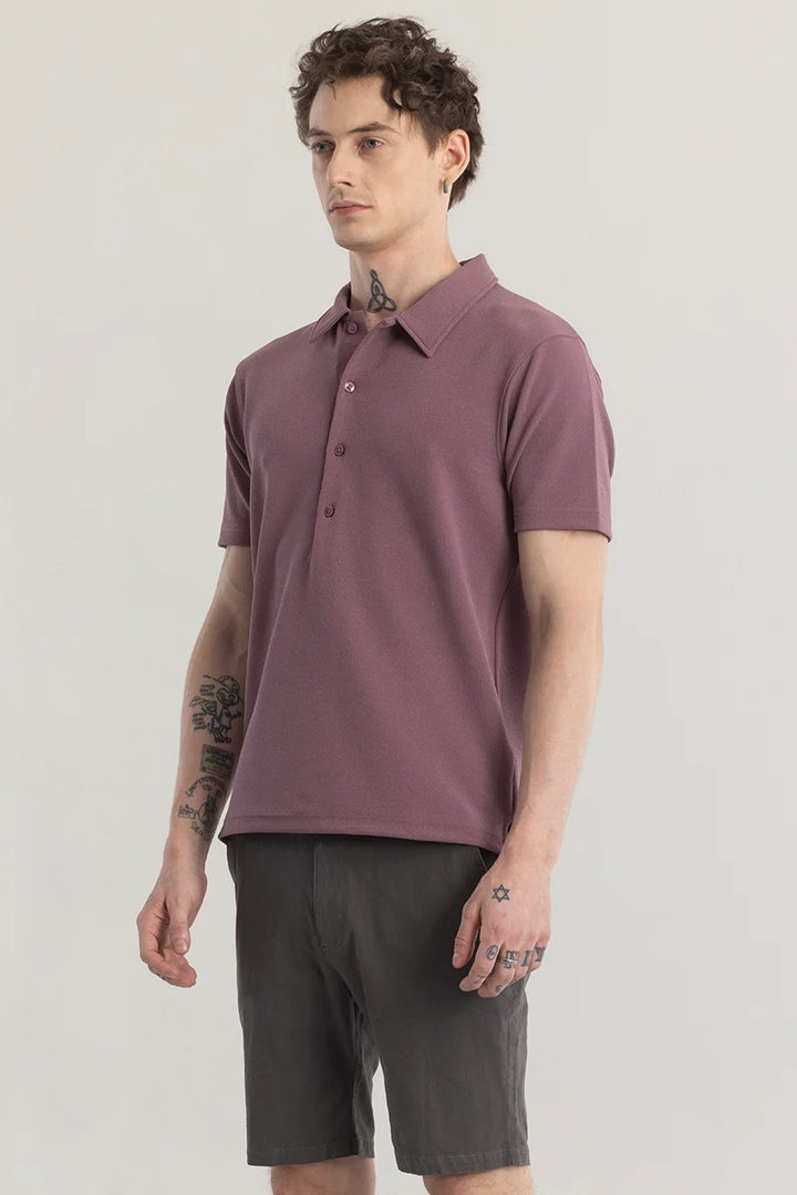 Poloshique Mauve Plain Polo T-Shirt