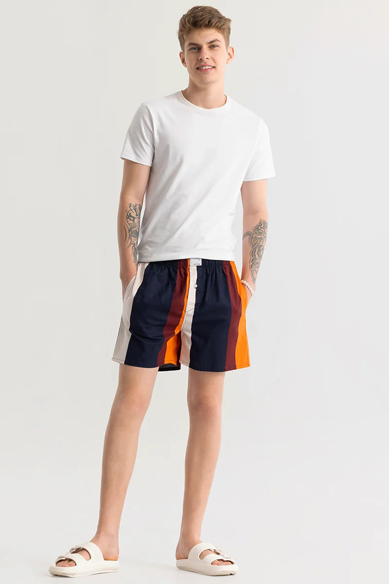 Eivind Striped Navy Boxer