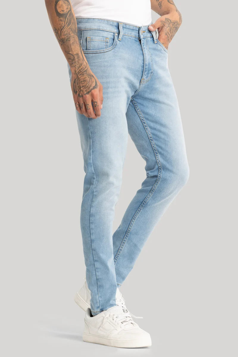 Light Blue Plain Skinny Fit Jeans