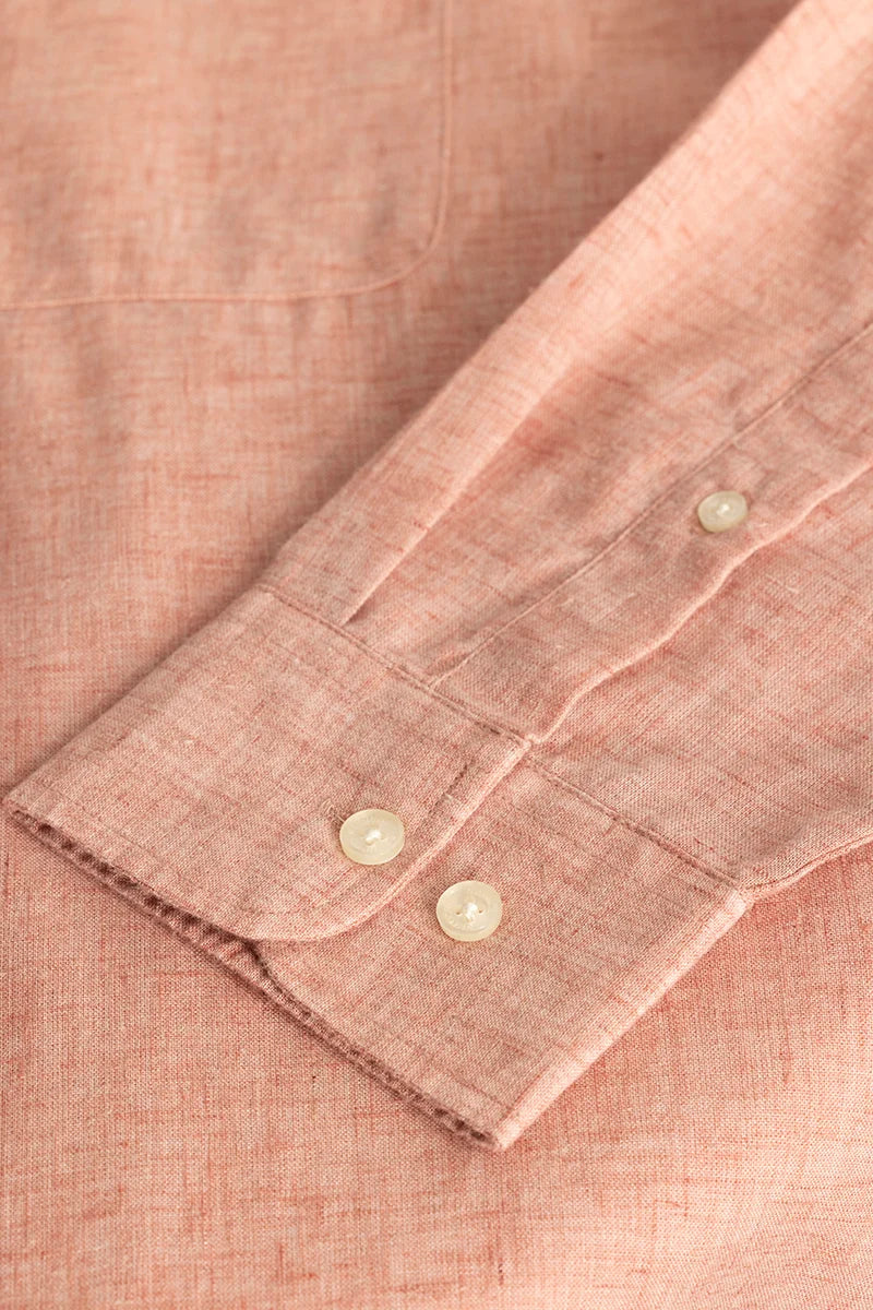 Peach Linen Blend Plus Size Shirt