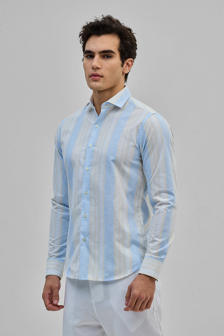 Light Blue Stripes Slim Fit Shirt