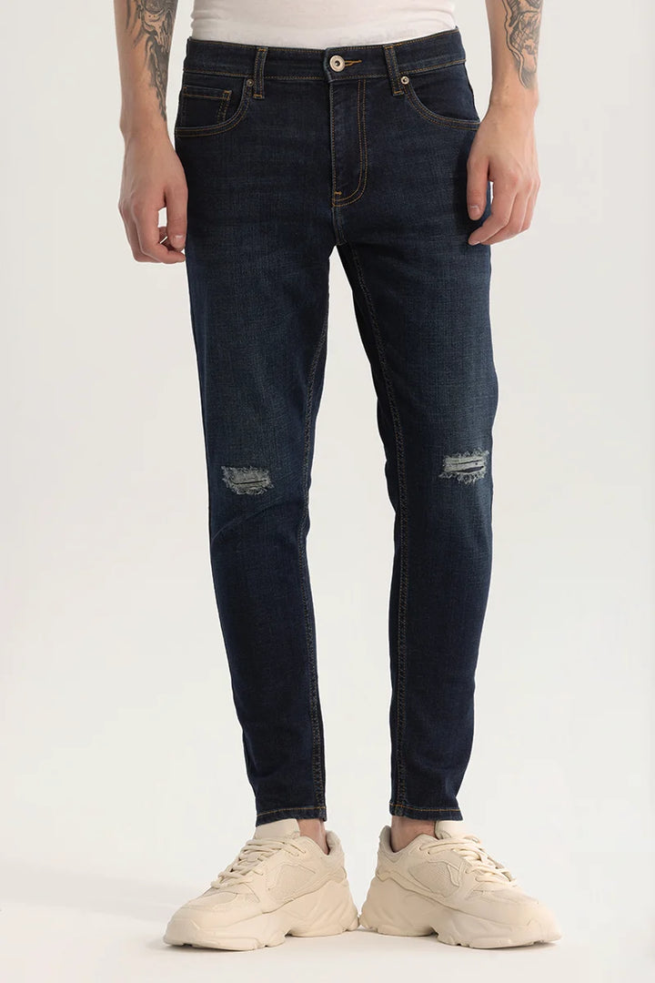 Navy Distressed Skinny Fit Jeans