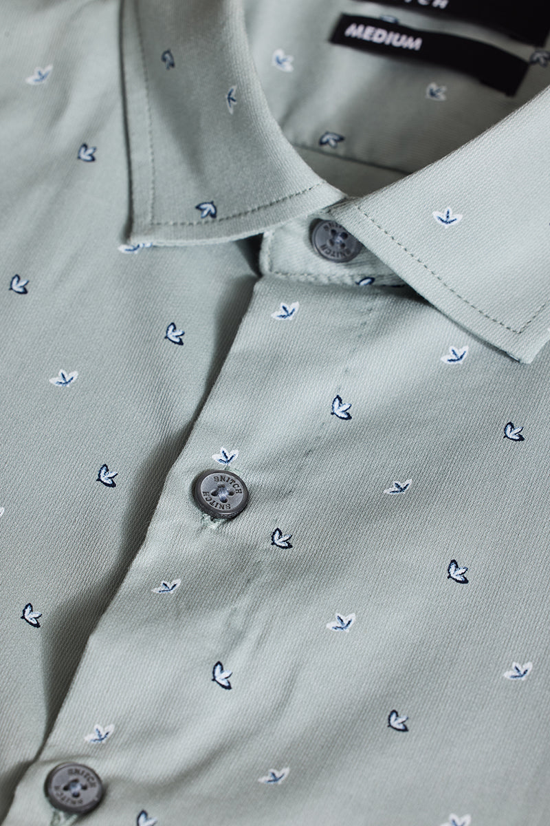 Light Grey Printed Slim Fit Shirt