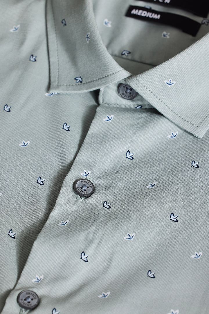 Light Grey Printed Slim Fit Shirt