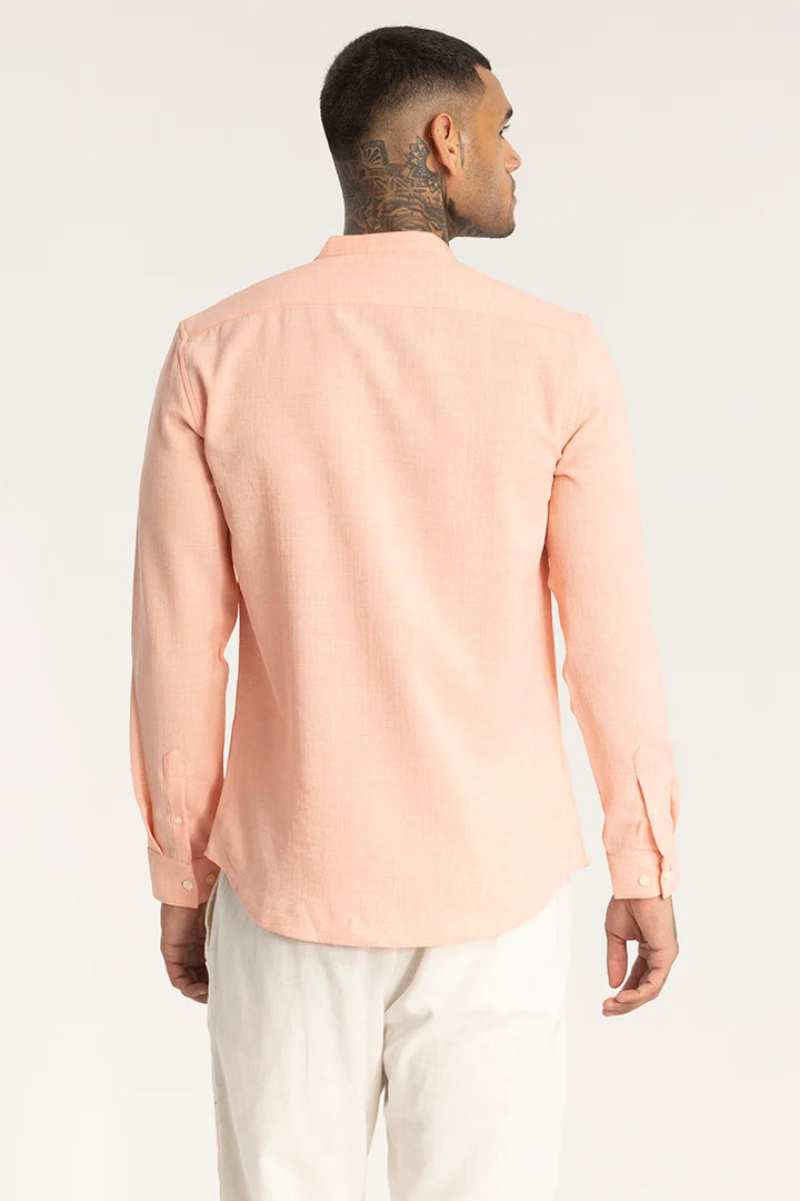 Peach Mandarin Linen Shirt