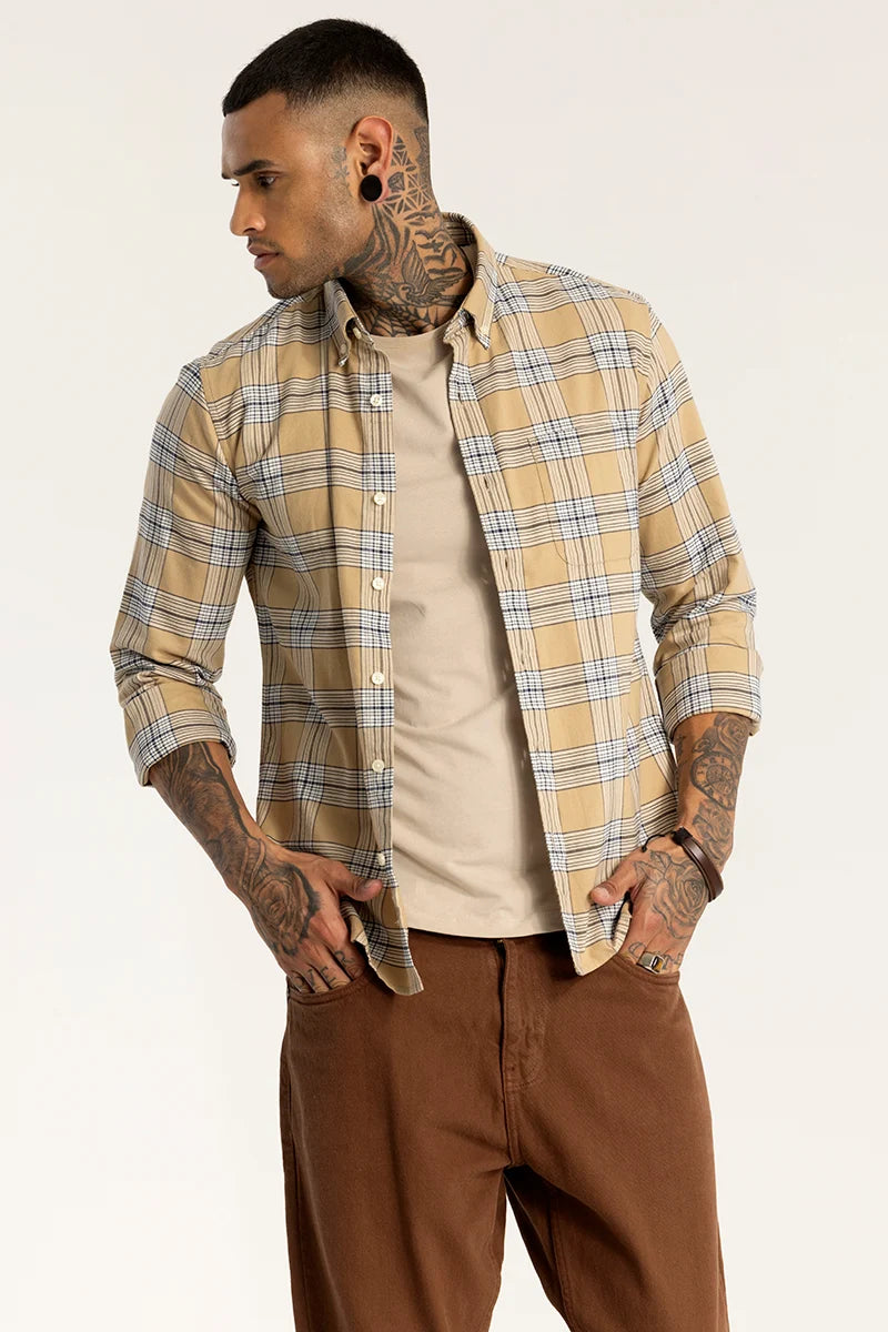 Structured Checks Yellow Shirt