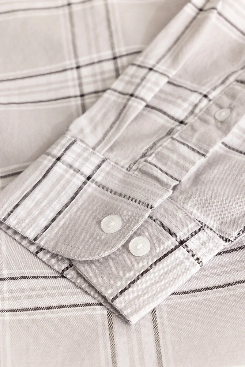 Light Grey Oxford Checks Plus Size Shirt