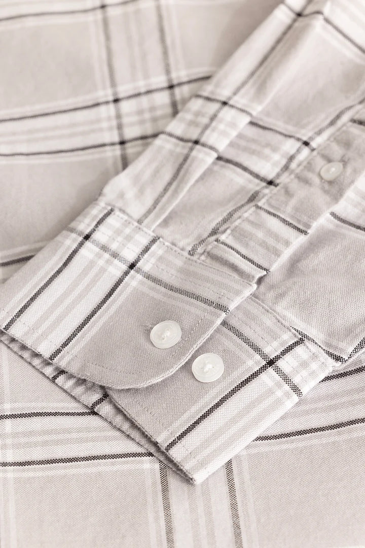 Light Grey Oxford Checks Plus Size Shirt